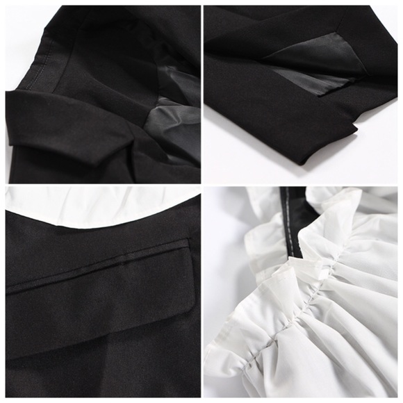 🎁 Black & White Ruffle Open Cut Out Side Jacket - Picture 8 of 8